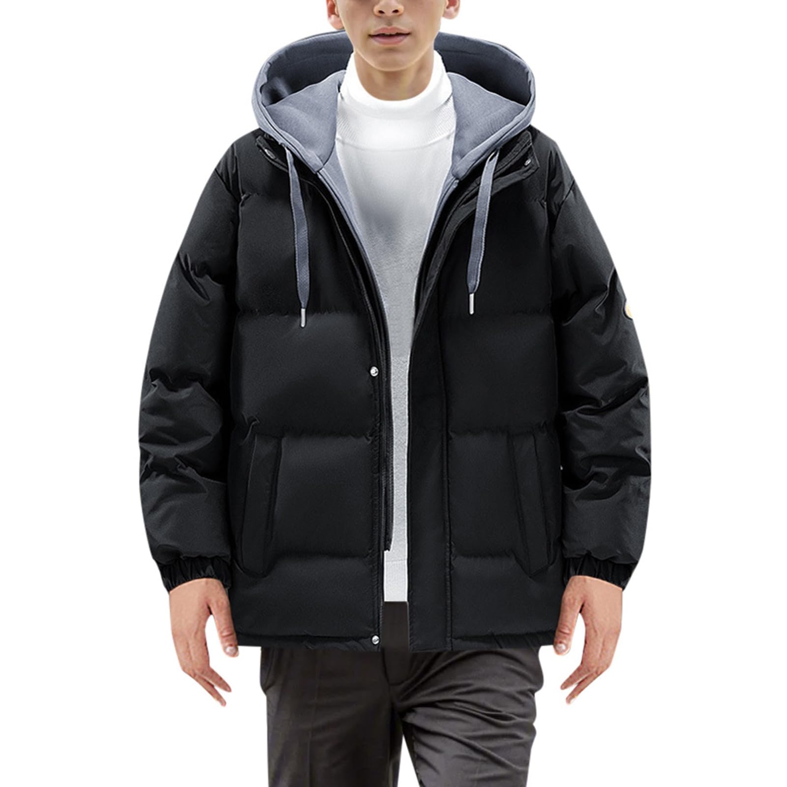 Giubbino Uomo Inverno, Giubbino Piumino Uomo Invernale Giacca Pile Imbottito Giacconi Invernali Parka da Sci Snowboard Trekking Calda Giubbotto Spesso Antivento Capotti Giacca 100 Grammi Uomo