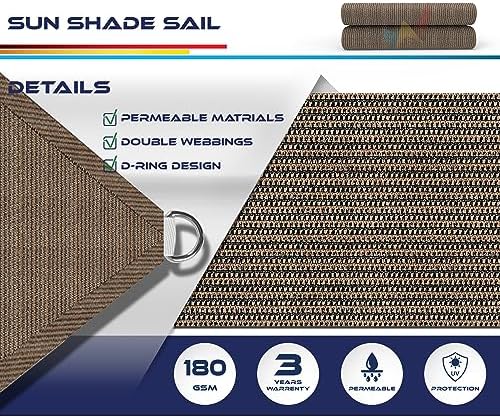 Windscreen4less 12' x 14' Sun Shade Sail Rectangle Outdoor Canopy Cover UV Block for Backyard Porch Pergola Deck Garden Patio (Brown) — view 2