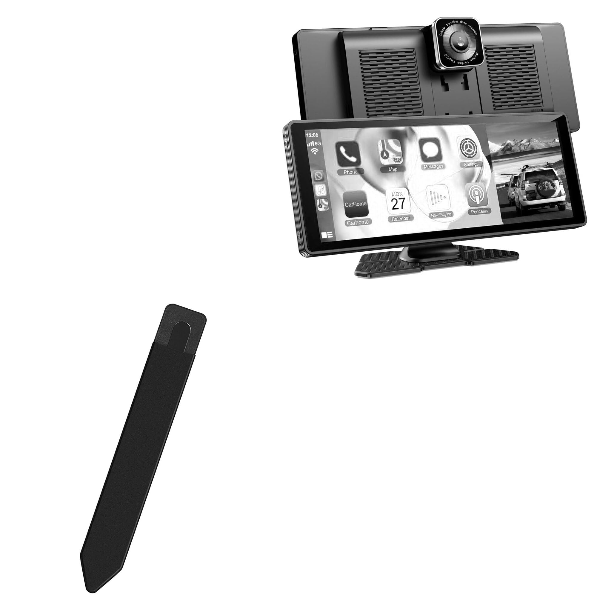 BoxWave Stylus Pouch Compatible with WonVon Wireless Carplay Screen (10.26 in) - Stylus PortaPouch, Stylus Holder Carrier Portable Self-Adhesive - Jet Black