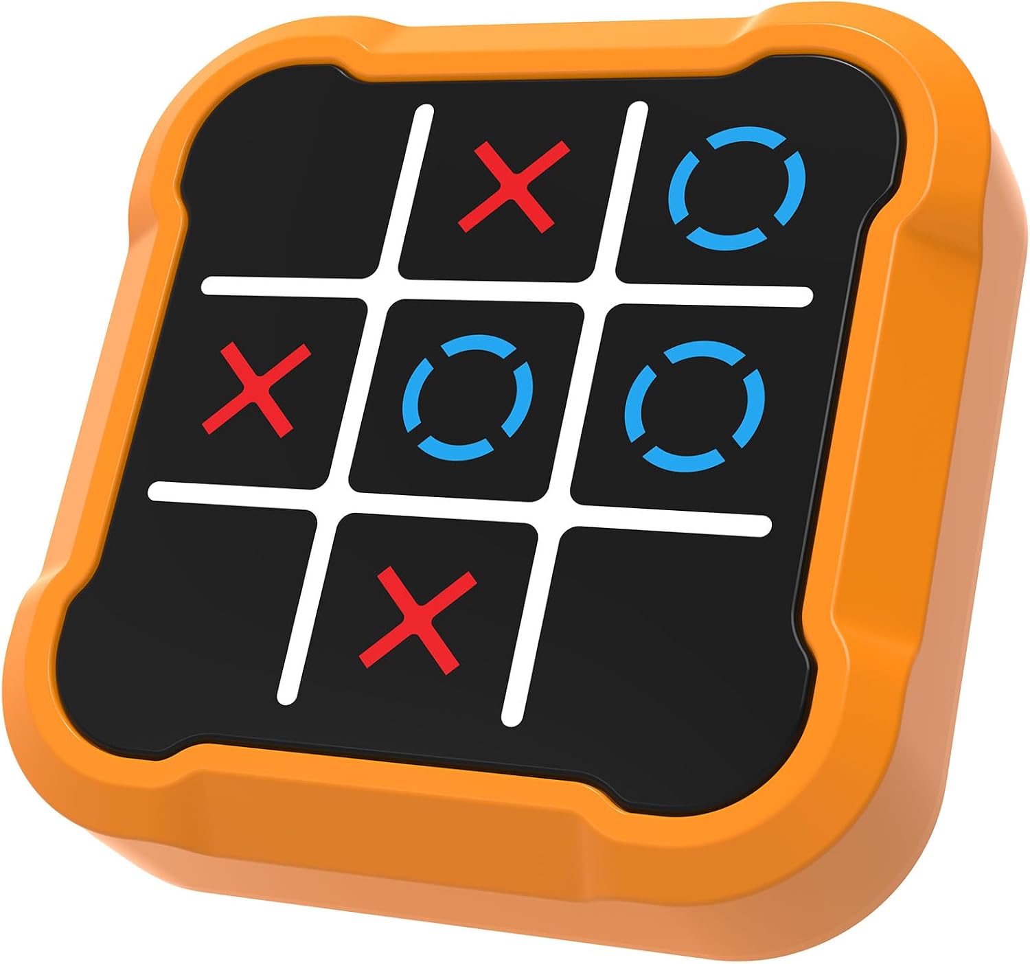 Electronic Tic Tac Toe Game, 4-in-1 Handheld Digital Tic Tac Toe Bolt Game, Portable Travel Learning Toy for Kids & Adults, Educational Memory Games for Ages 3+, Ideal Gift for Boys Girls, Orange