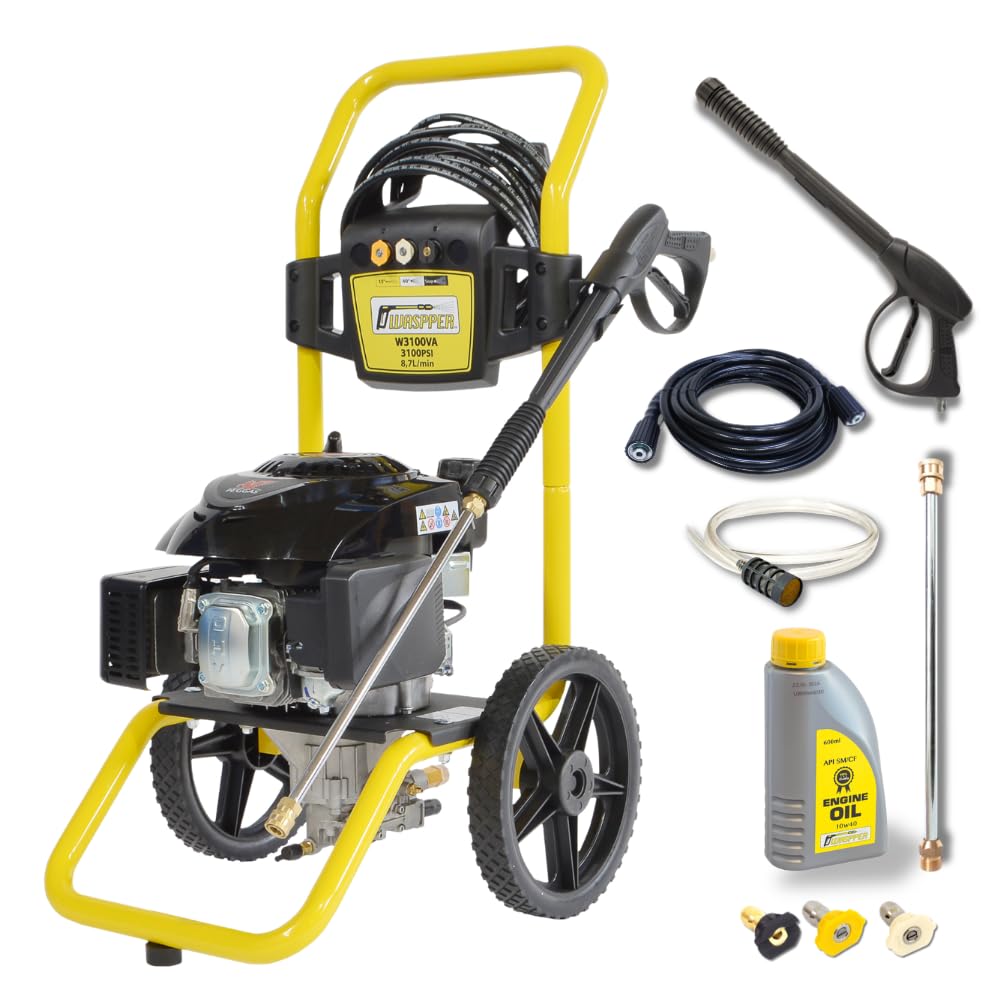 Petrol Pressure Washer 3100 PSI (213 Bar), Ducar Engine 196cc 4.3HP, Portable High Pressure Washer for Cars, Patio and Garden, W3100VA WASPPER
