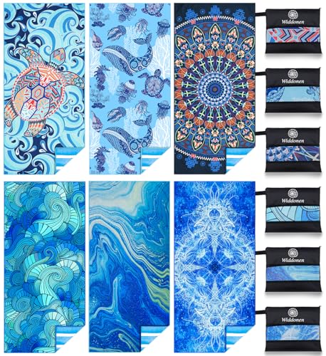 Widdonen Microfiber Beach Towel,Extra Large 6 Pack-71x32 with Bag Travel