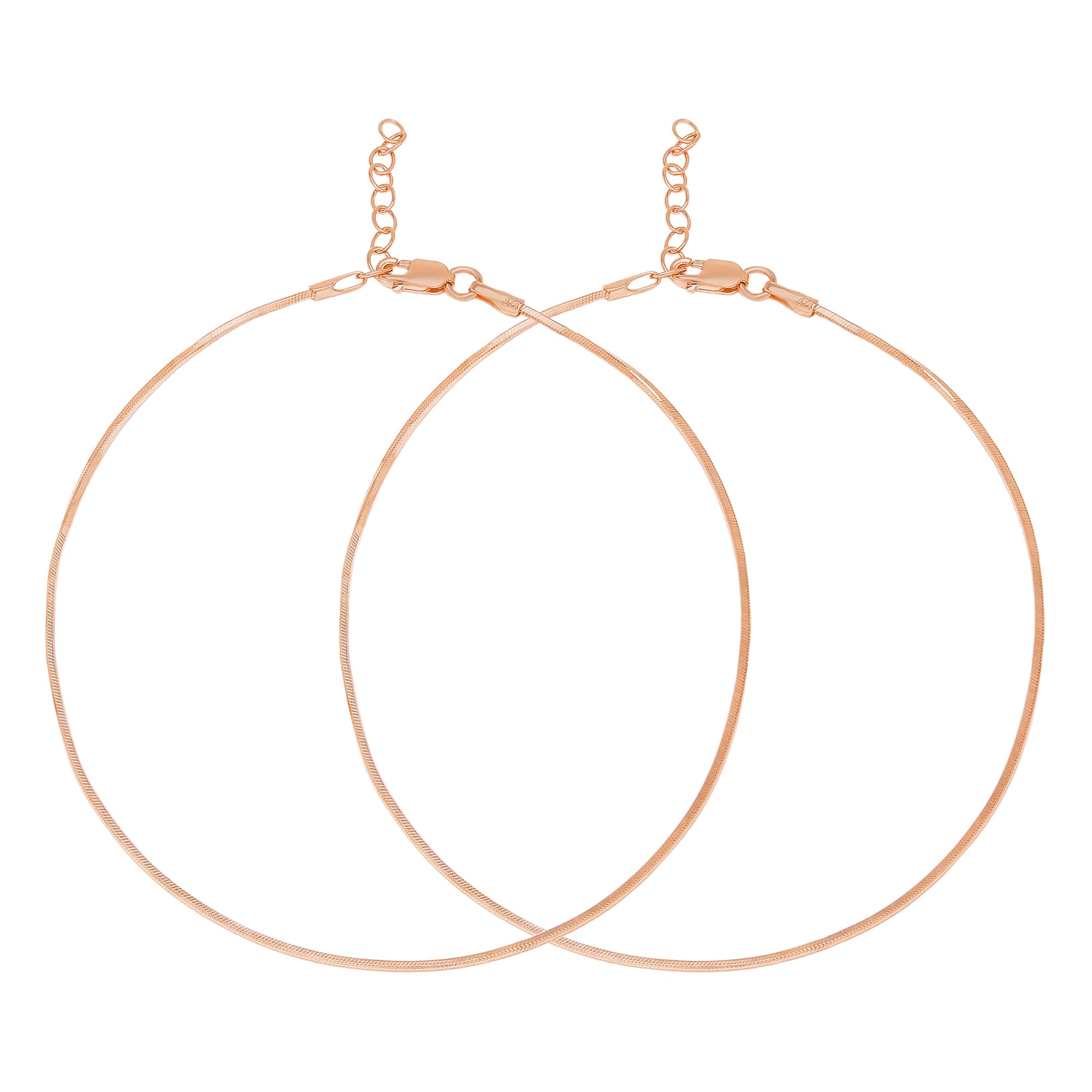 ZAVYA 925 Sterling Silver Simple Sleek Rose Gold Plated Anklets (Pair) for Women | Stylish Silver Jewellery | Gift for Women & Girls | With Certificate of Authenticity & 925 Hallmark (B0BJ2R4QJ6) Amazon Price History, Amazon Price Tracker