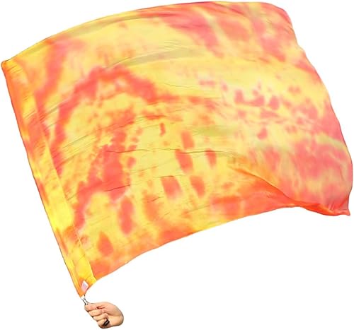 Winged Sirenny Bandera de seda Poi con una varilla dura, 40 pulgadas rectangular giratoria de seda fluida para iglesia, adoración profética,