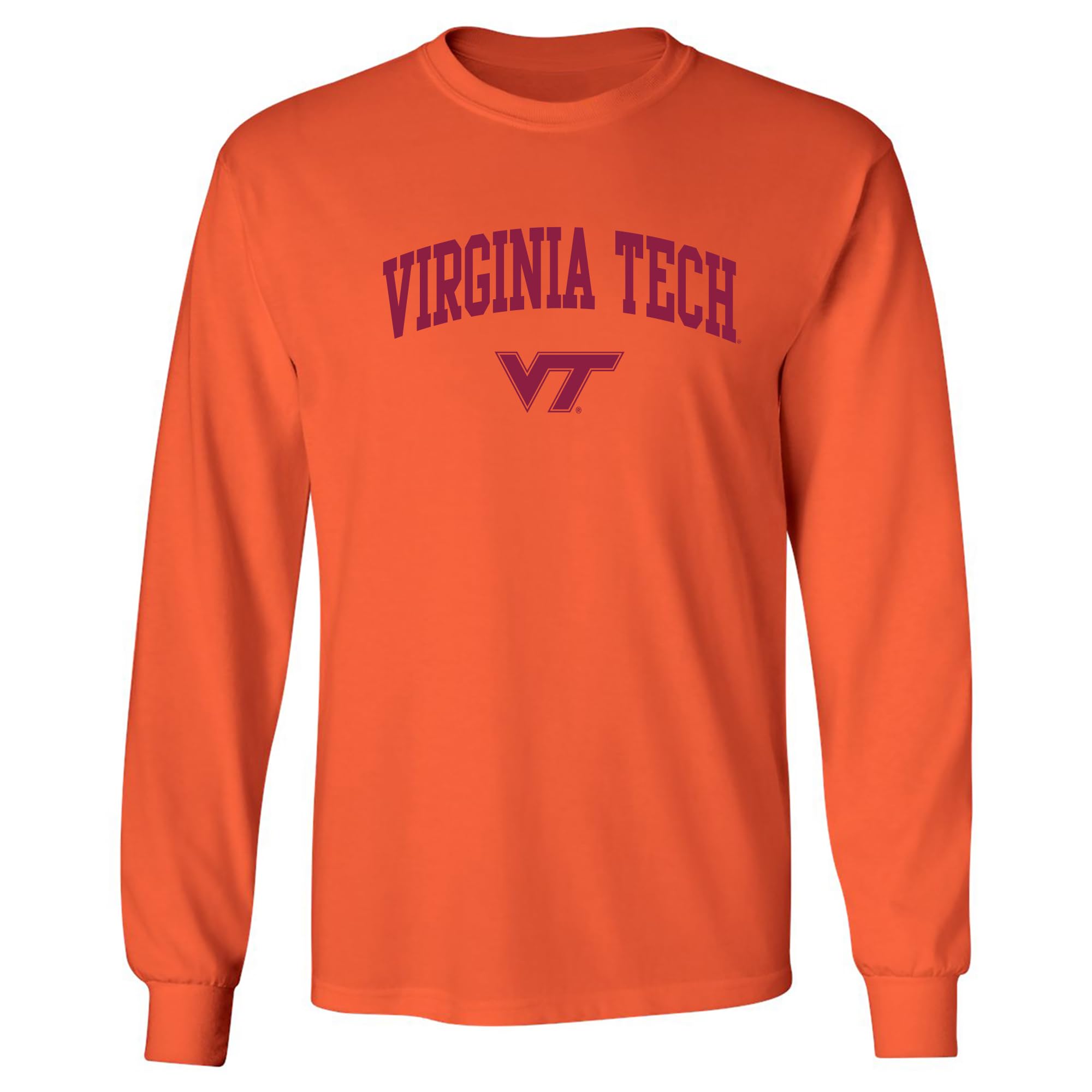 NCAA Officially Licensed College - University Team Color Arch Logo Long Sleeve, Virginia Tech Hokies Orange, XXL — image 1