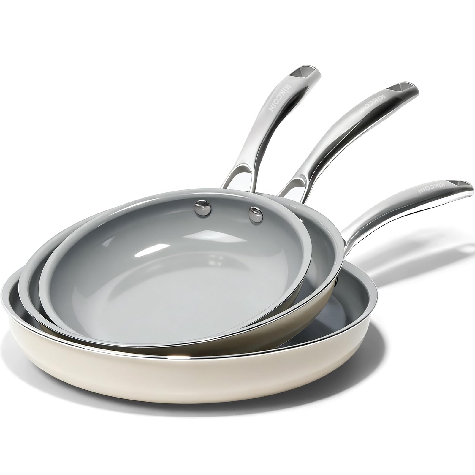 Kikcoin 3 Pack Ceramic Pans