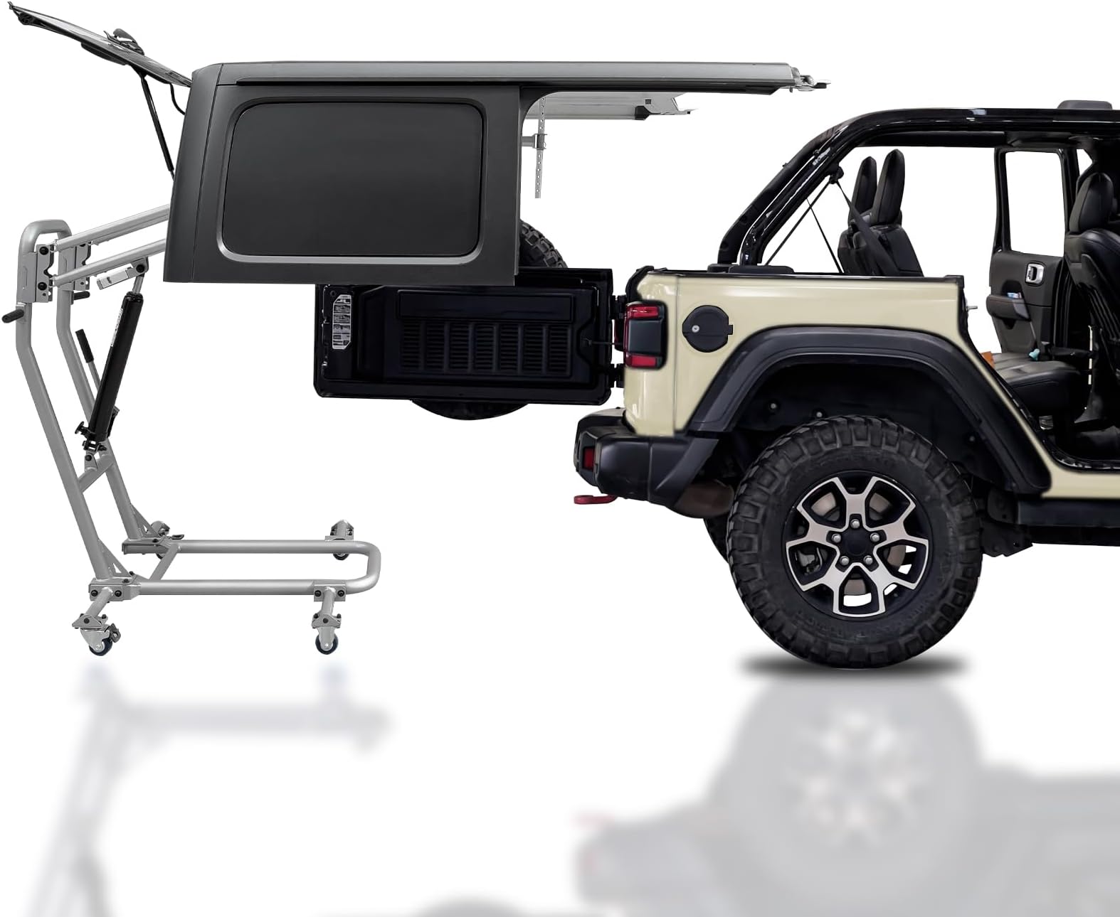 Hard Top Removal Lift for Jeep Wrangler JK JL 4 door Bronco 2007 2008 2009 2010 2011 2012 2013 2014 2015 2016 2017 2018 2019 2020 2021 2022 2023 2024,One-Person Manual Hydraulic System