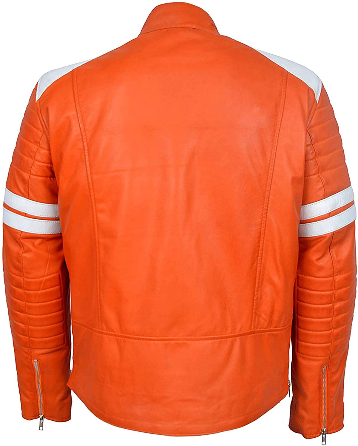 Mayhem - Chaqueta de cuero para motociclista a rayas estilo Fight Club para hombre