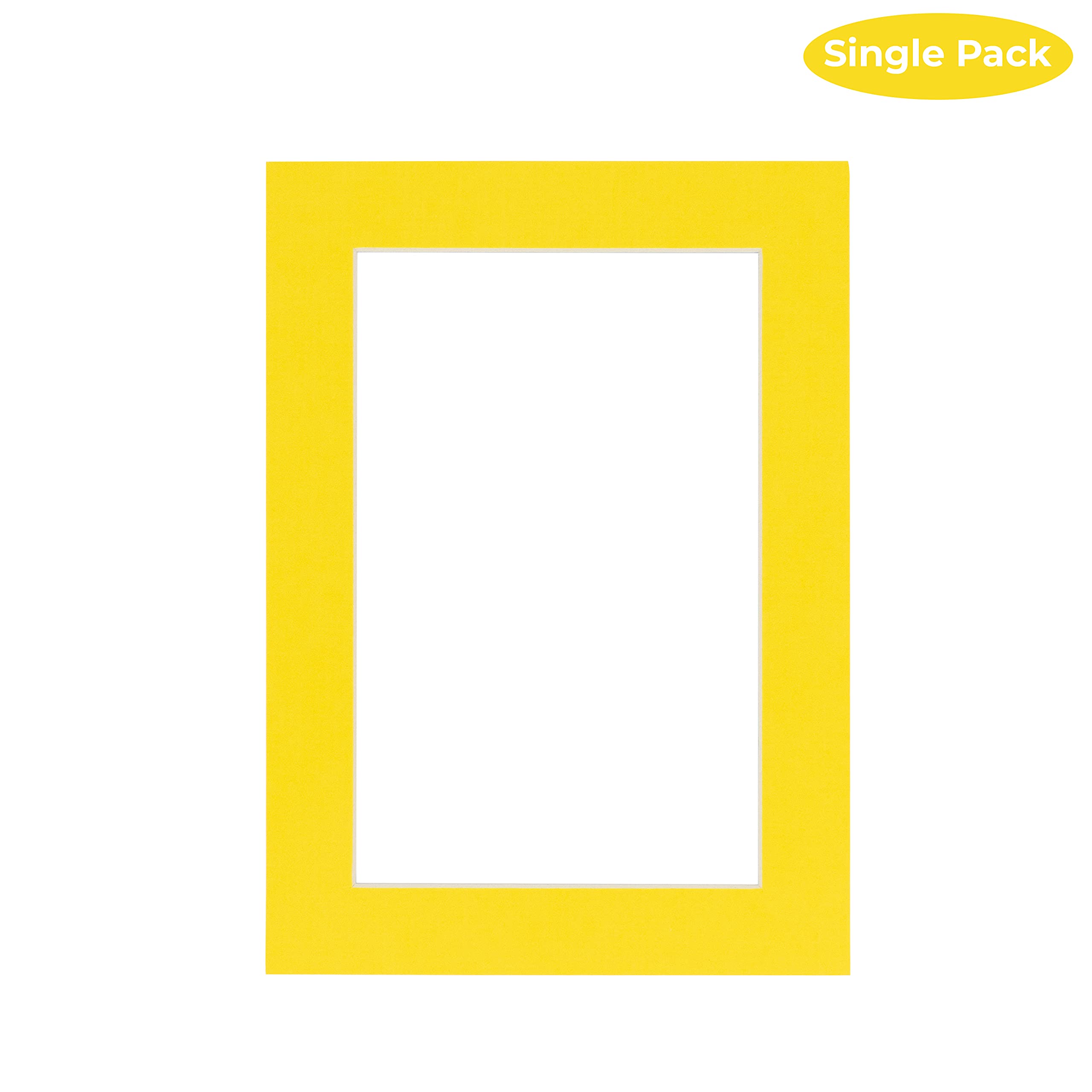 CountryArtHouse Vibrant Yellow Acid Free 11x17 Picture Frame Mats with White Core Bevel Cut for 8.5x11 Pictures - Fits 11x17 Frame - One Mat