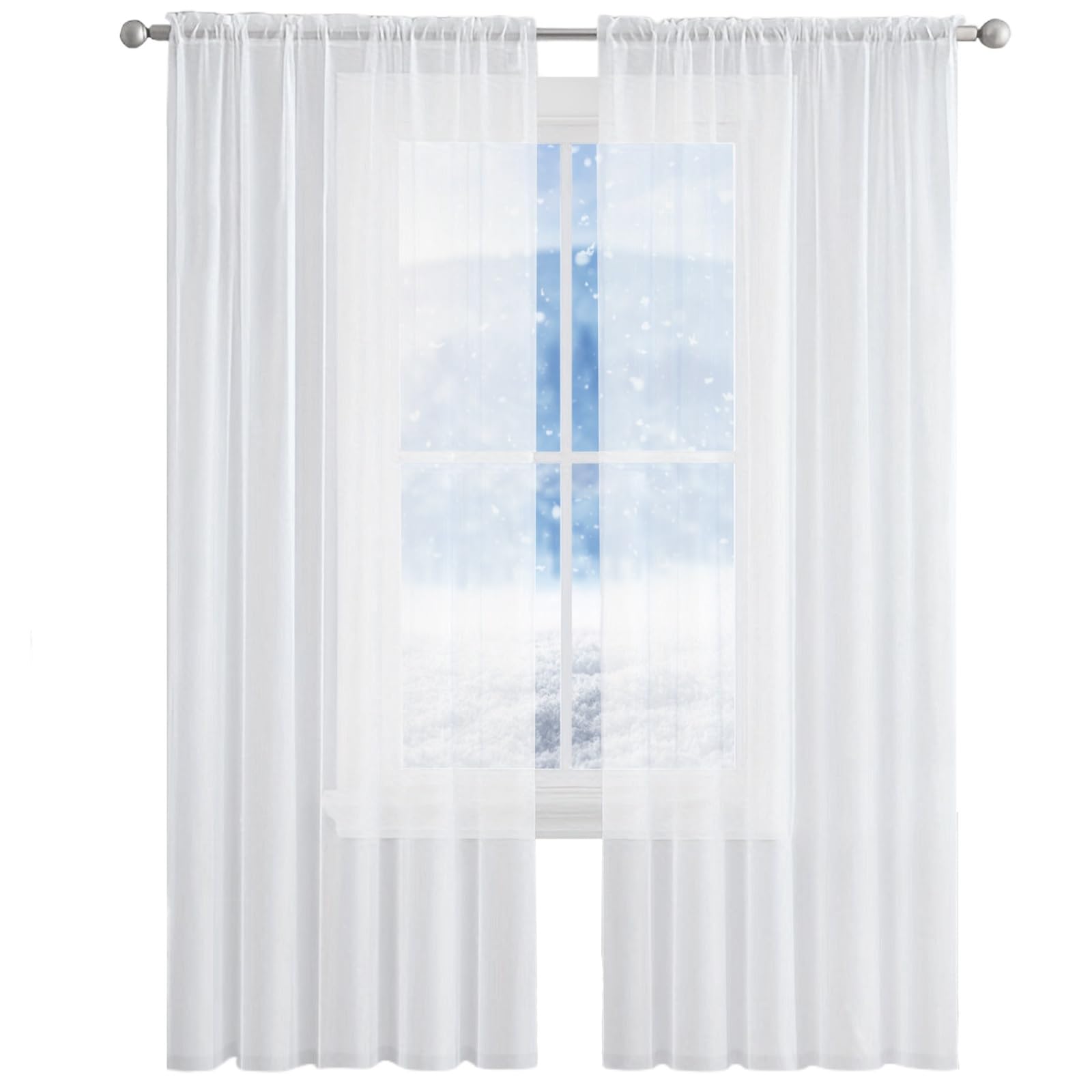 2-częściowy zestaw półprzezroczystych zasłon 175 x 120 cm, białe, przezroczyste zasłony do salonu, okna, drzwi tarasowych, elegancka dekoracja domu, idealna do opatrunków