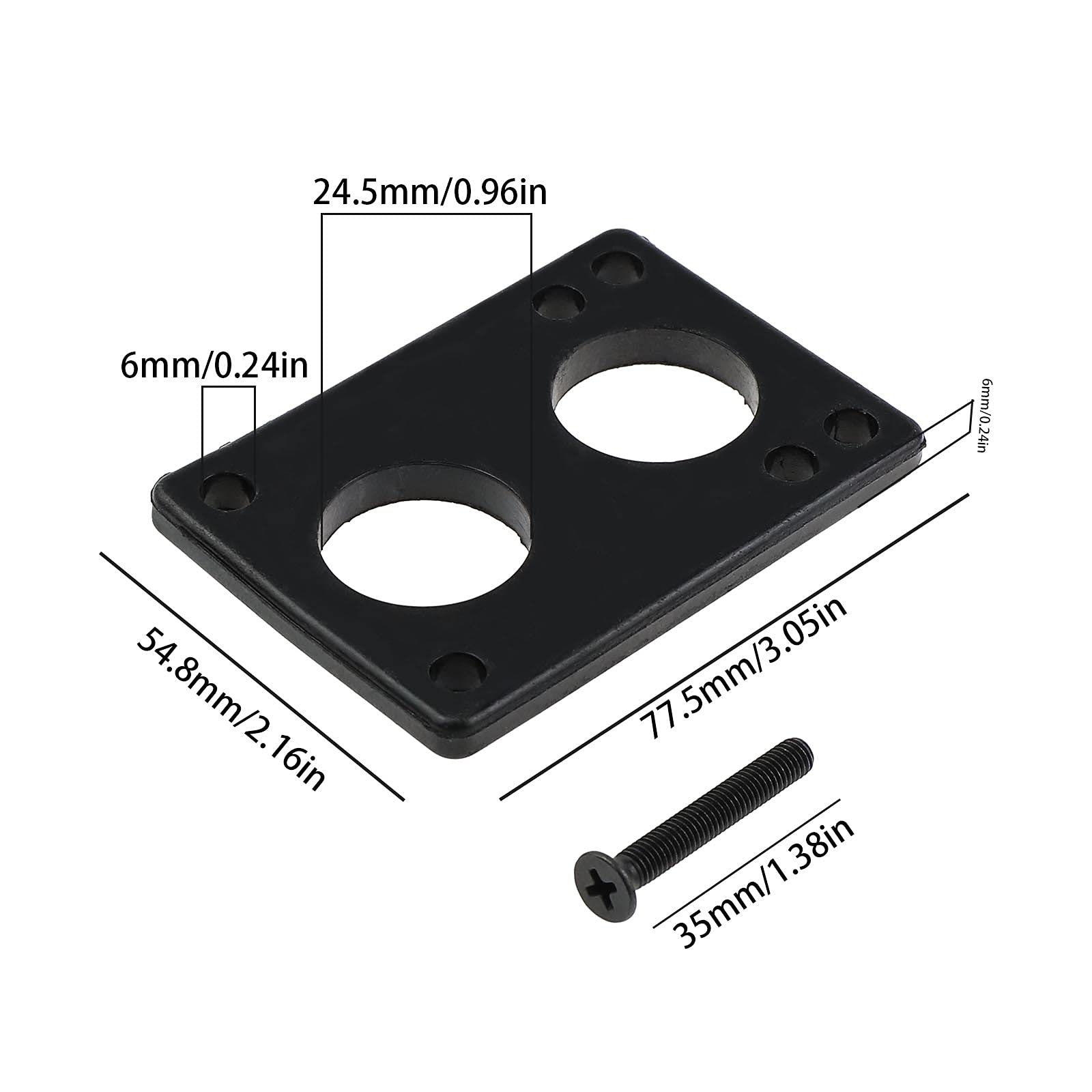10 szt. 6 mm Longboard Riser podkładki do deskorolki z mostkiem do paznokci akcesoria naprawcze pochłanianie wstrząsów ochrona czarna