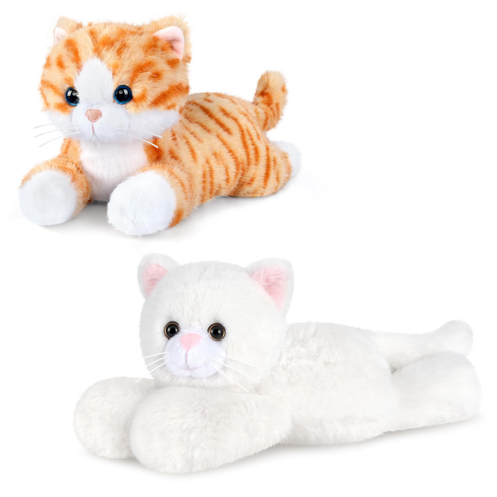 Heatable Coolable White Cats Stuffed Animals Microwave Heating Pad Animal for Discomfort White Cats Plush for Companion Cat