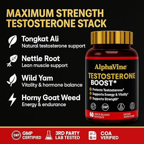 Miniatura 4 de Potenciador de testosterona para hombres, hierba de cabra cachonda, Tongkat Ali y Saw Palmetto, 60 cápsulas
