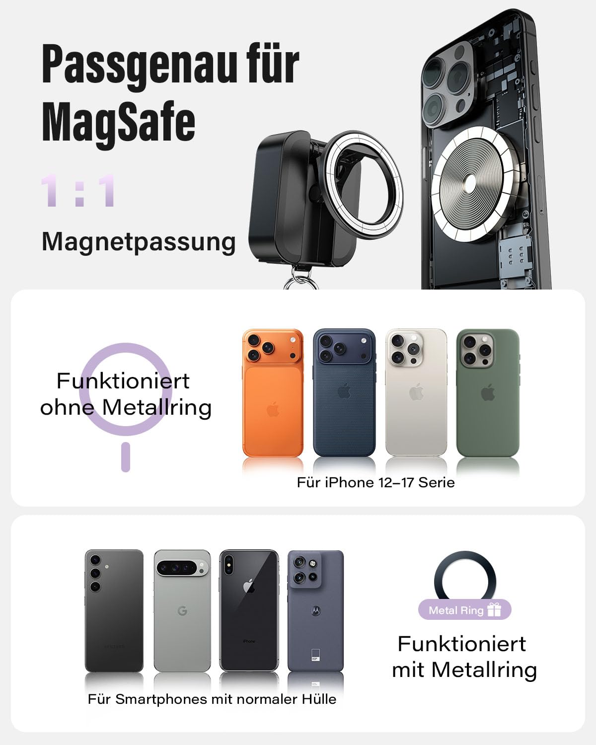 A2C 3-in-1 Magnetische Handyhalterung fürs Gym, extra Starke Magnetkraft, Faltbare Handyhalterung mit Clip für Reise & Schreibtisch, Fitness Zubehör & Geschenk für Männer und Frauen