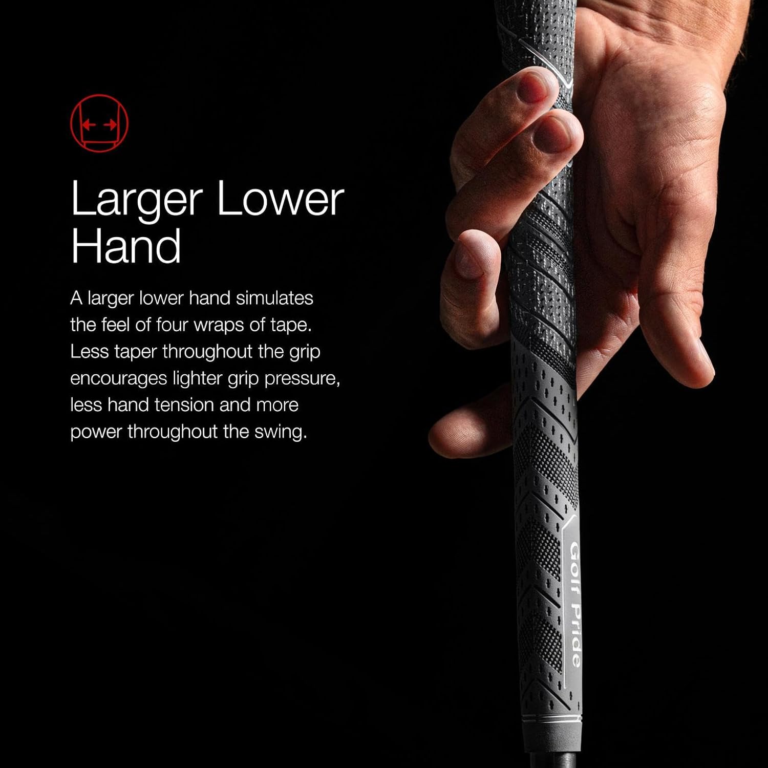 Golf Pride MCC Plus4 Golf Club Grip - All-Weather Hybrid Grip with Larger Lower Hand - Brushed Cotton Cord & Pebbled Texture - Navy/Red