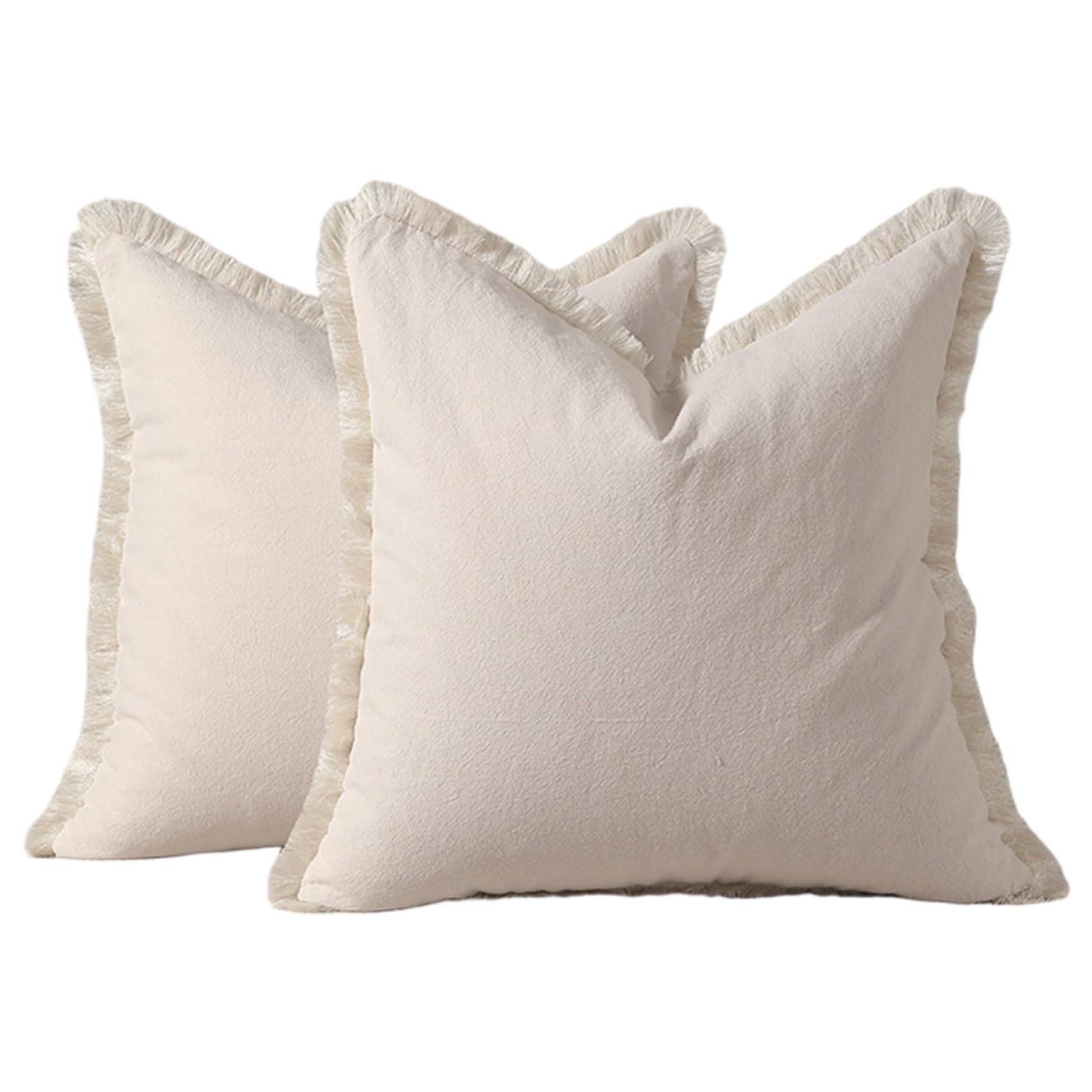 Housse de coussin de qualité supérieure en coton délavé et finitions pompons