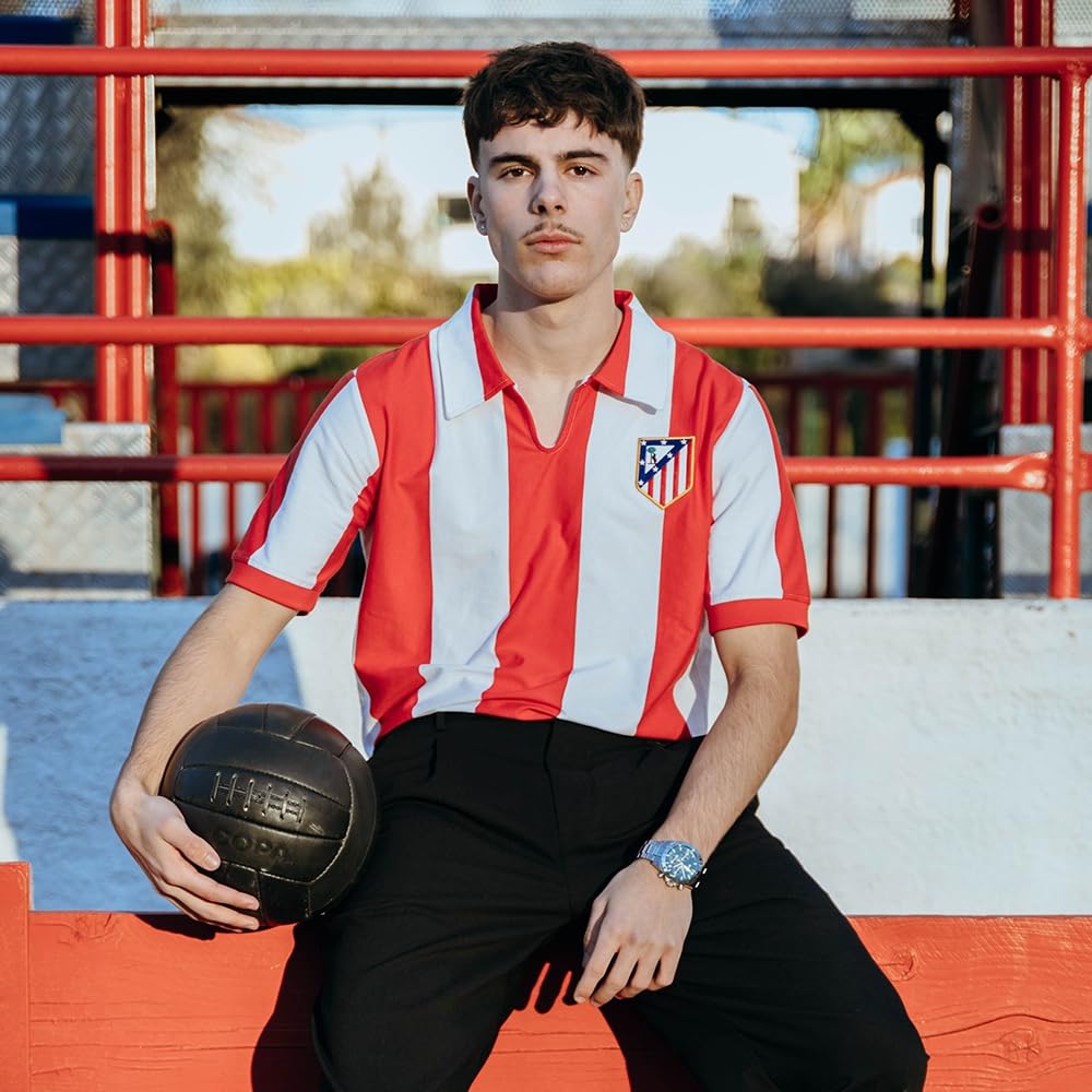 Copa - Camiseta de Fútbol - Hombre - Atletico Madrid 1970/71 - Retro - Manga Corta - Rojo/Blanco - 100% algodón