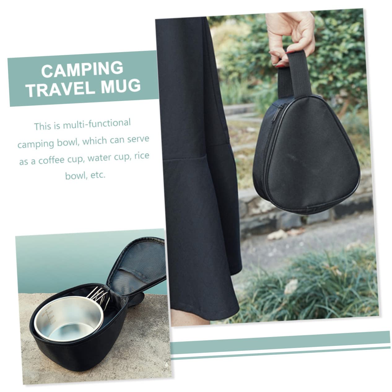 SUPVOX Outdoor Serving Bowl Stainless Steel Salad Bowl Cup Function for Camping Picnics