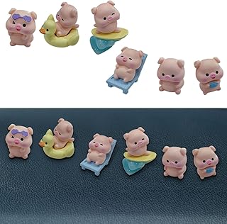 6PCS Mini Pig Car Dashboard Decorations, Cute Animal Auto...