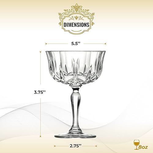 Miniatura 3 de HISTORY COMPANY Newport Social Season Crystal Cocktail Coupé - Juego de 2 piezas de inspiración vintage para cócteles artesanales (colección de