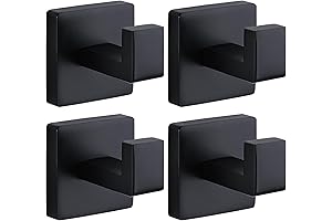 Fenas 4-Pack Matte Black Square Towel Hooks
