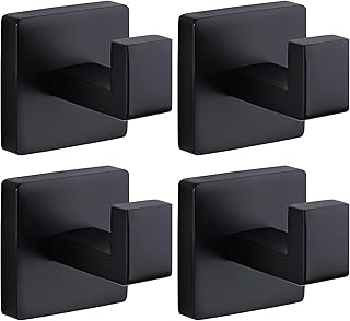 Towel Hooks for Bathrooms Robe Hook Coat Hook 4 Pack Matte Black Stainle...
