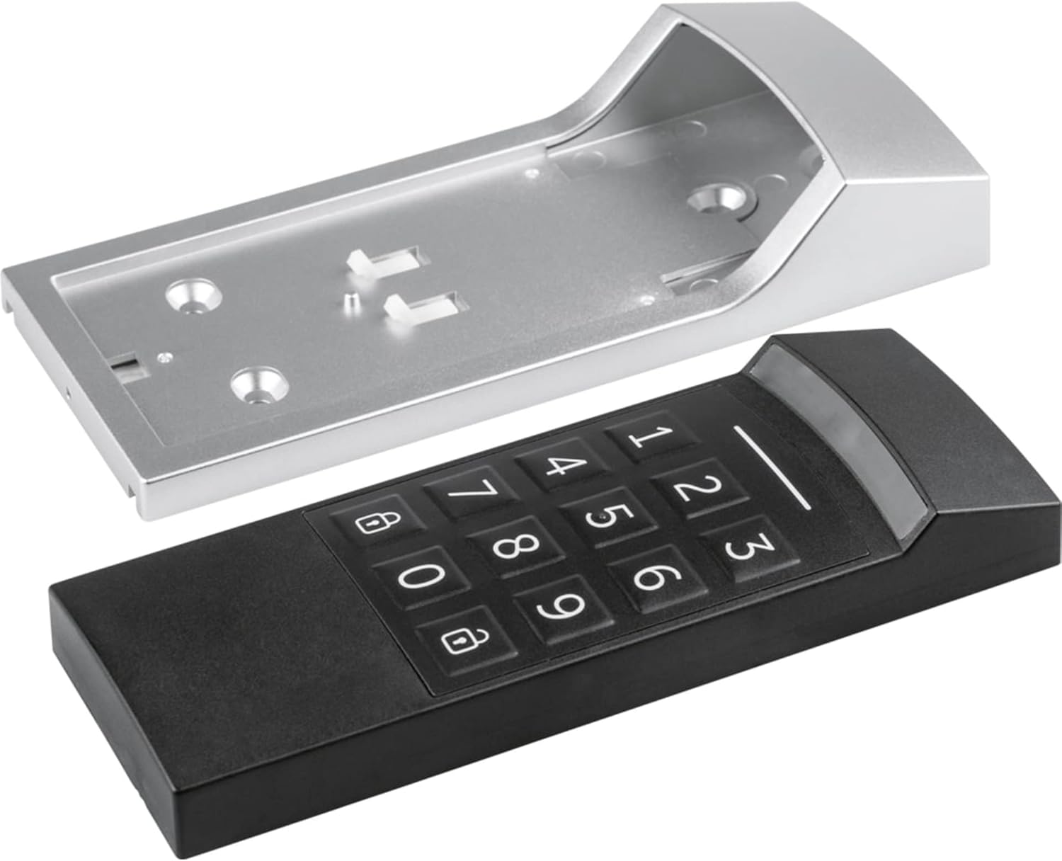 Homematic IP Keypad showing the front keypad unit separated from its silver wall mount