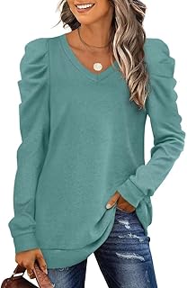 Sponsored You’re seeing this ad based on the product’s relevance to your search query.Learn more about this advertisement XIEERDUO Puff Sleeve Pullover Women's Autumn Sweatshirt Elegant V Neck Long Sleeve Shirt