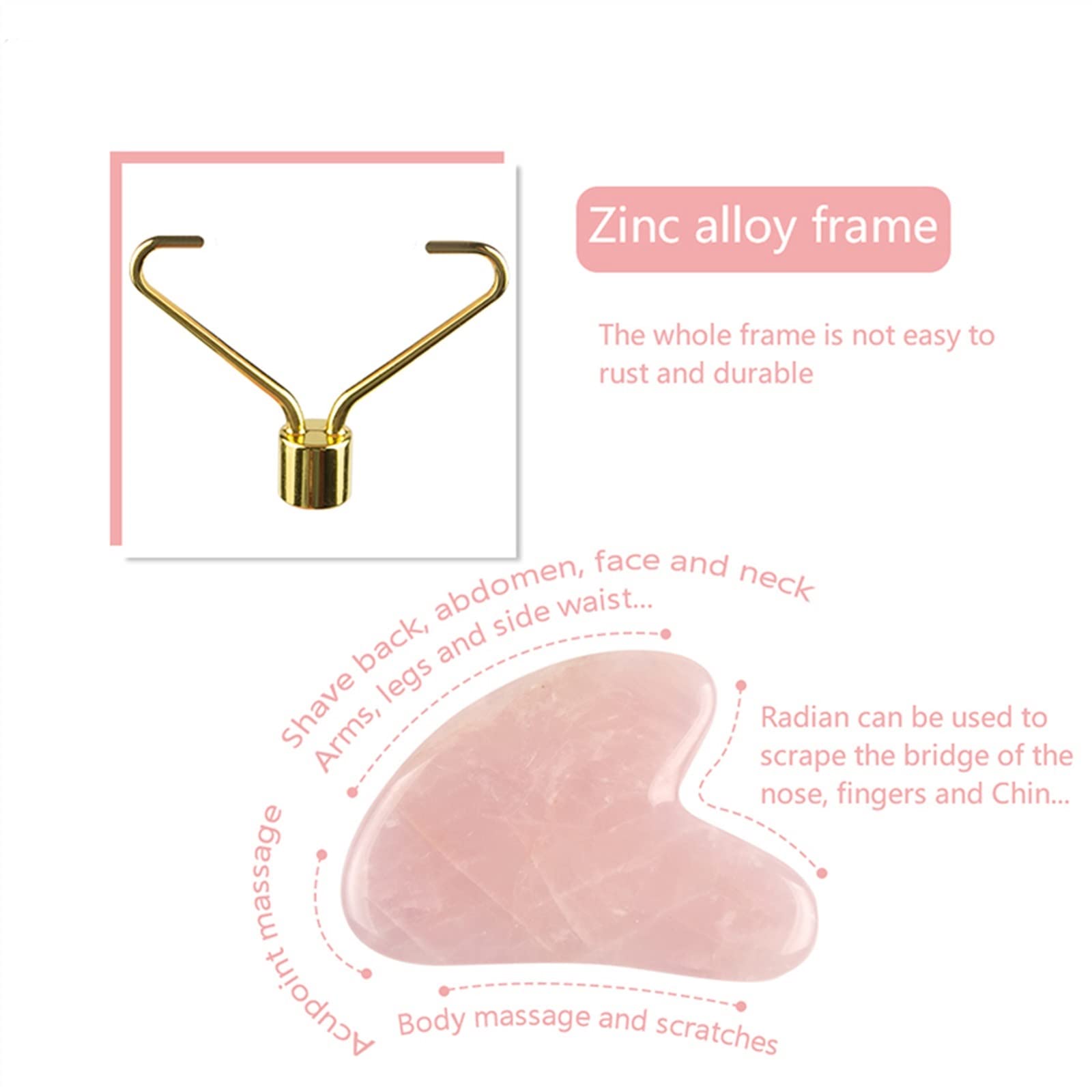 MOBYAT Juego de Rodillo de Cristal y Calabaza portátil for Masaje, Rodillo de Jade Verde, Piedra de Aventura, Accesorio de Belleza, 1 Uds. (Color : 1pc Guasha BoardPink)