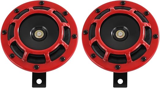 CARMOCAR Eletric Car Horn Kit 12V 135db Super Loud High Tone and Low Tone Metal Twin Horn Kit with Bracket for Cars Trucks SUVs RVs Vans Motorcycles Off Road Boats (red)