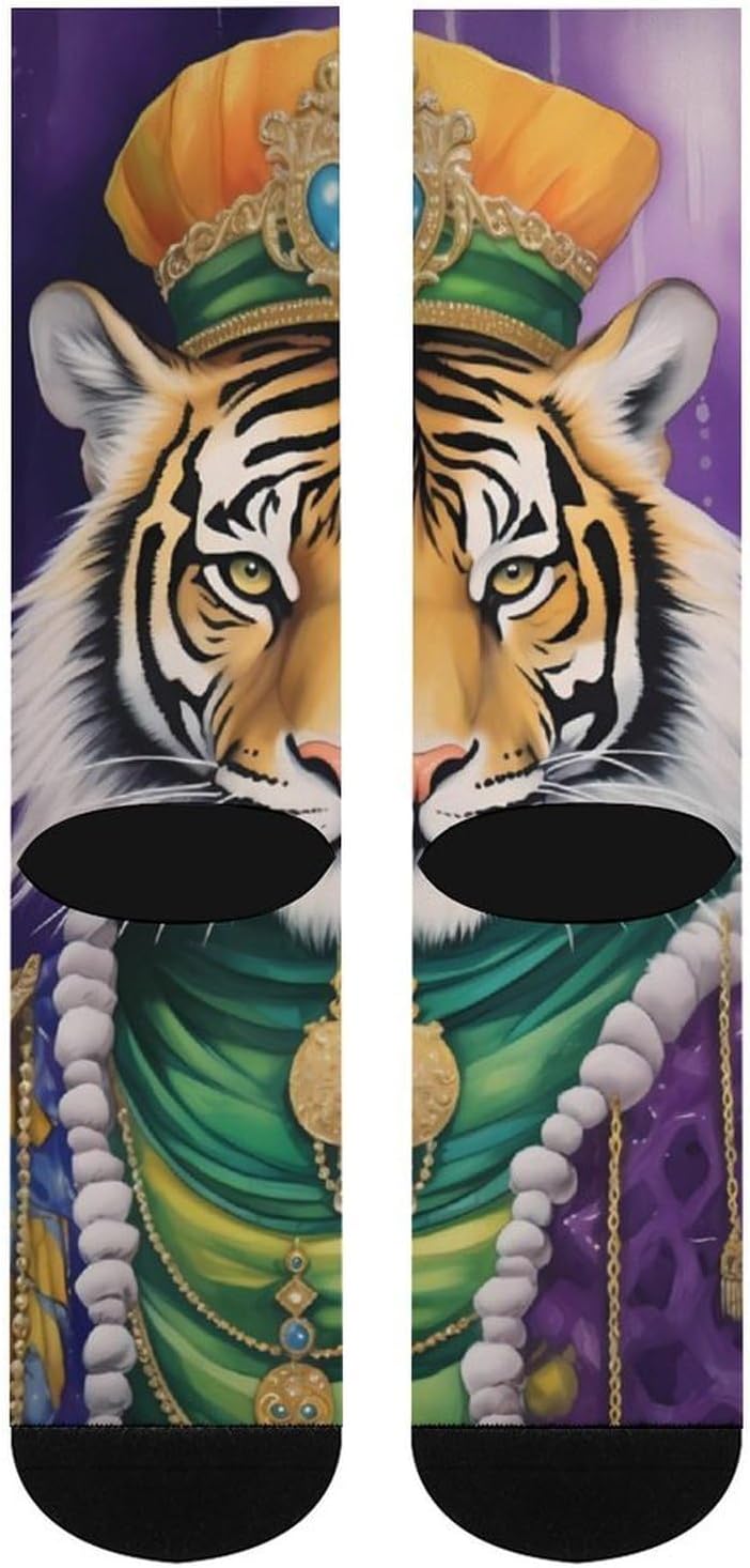 TIGER THE-KINGS-OF-MARDI And GRAS Knee High Socks Athletic Long Stockings Sport Casual Crew Tube Sock Boot 46cm