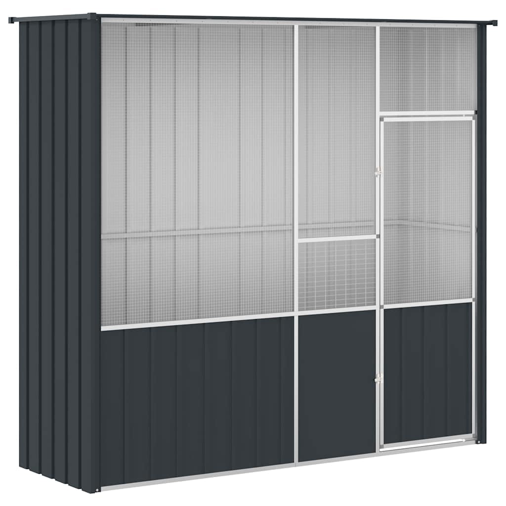 vidaXL Jaula de Pájaros, Pajarera con Pestillo, Casa para Loros Pinzones Palomas Periquitos, Jaula de Exterior, Acero Galvanizado Gris Antracita
