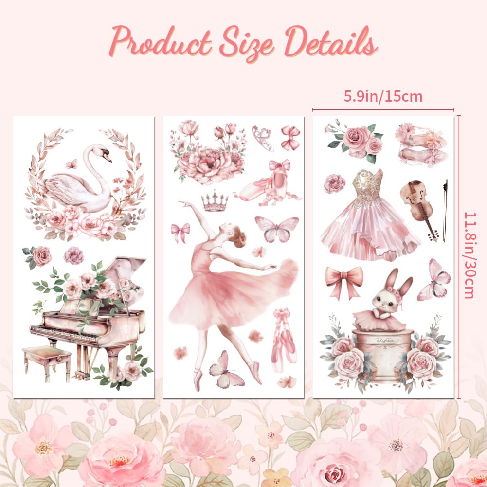 Peacoblue Rub on Transfer Decals for Furniture Crafts Ballet 6"x12" - Image 2