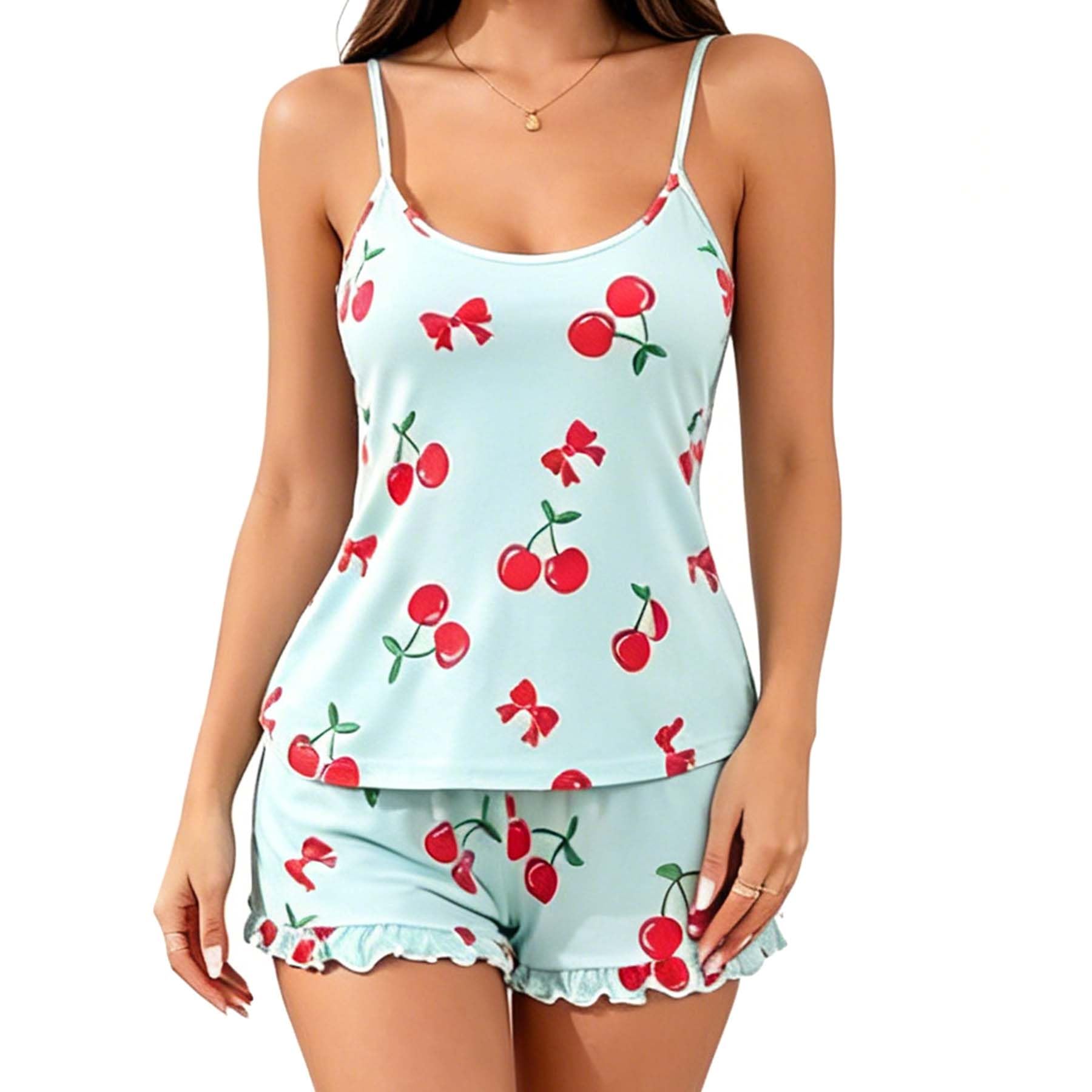 2 Piece Cute Cherry Pjs Set