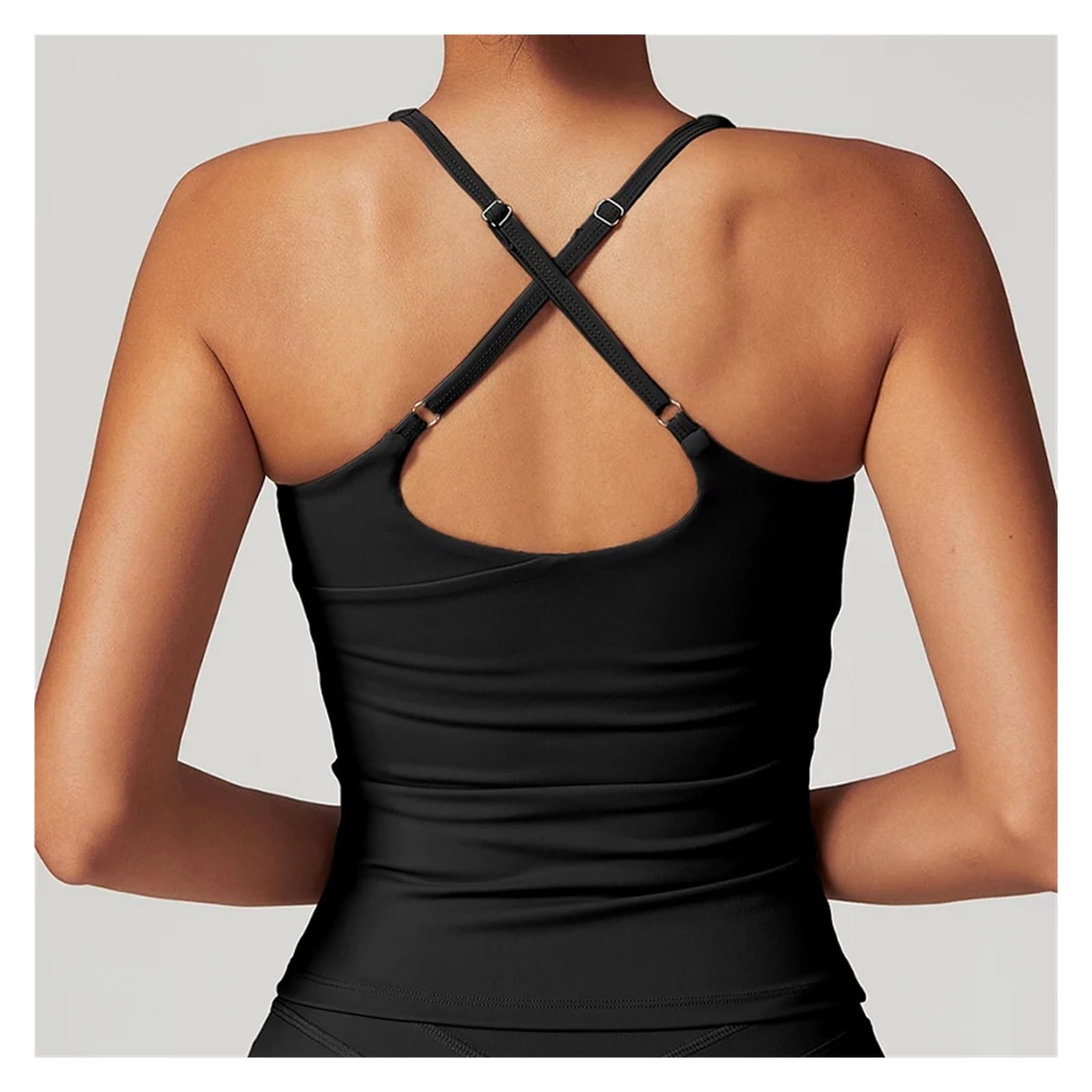 Top De Yoga Camiseta de Yoga con Espalda Cruzada for Mujer, for Correr, Gimnasio, Fitness, Secado rápido, sin Mangas, Deportiva