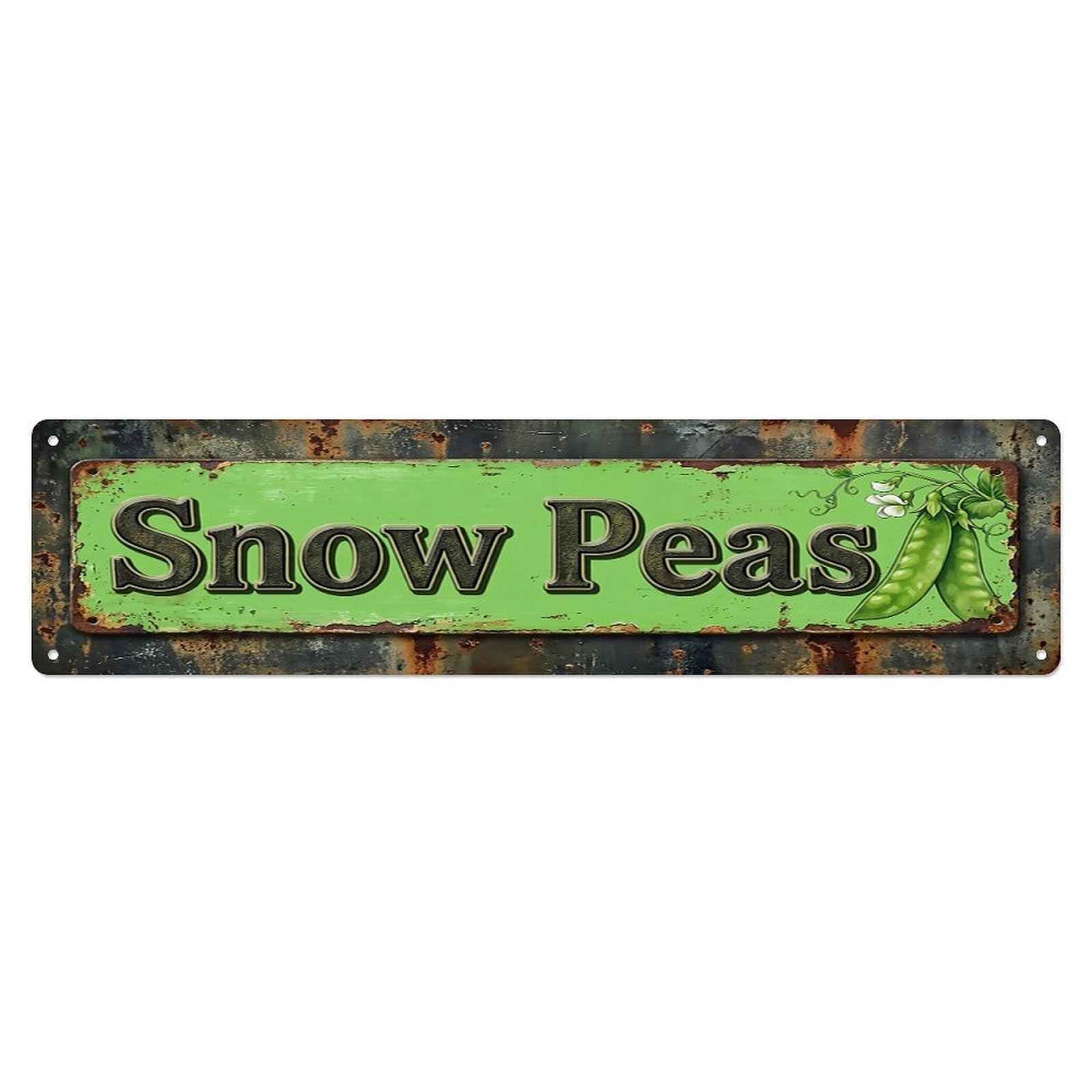 Vintage Snow Peas Crisp Farmhouse Metal Tin Sign