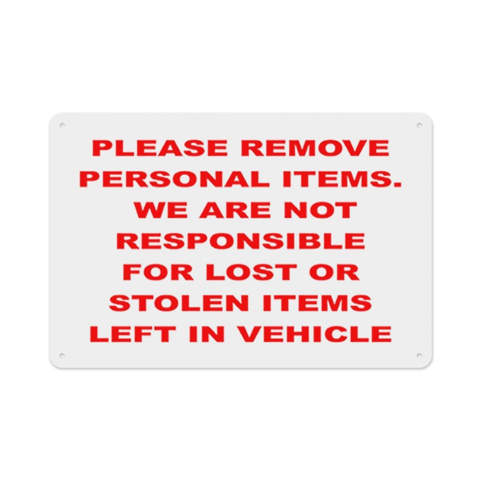 Please Remove Personal Items for Cafe Home Living Room Bedroom Kitchen Garden Garage Cafe Bar Pub Tin Sign 8x12 Inch