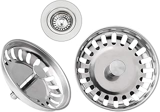 Juibao 2 Kitchen Sink Strainer SUS304 Stainless Steel Sink Strainer Kitchen Sink Waste Strainer Plug for UK Sinks (79-84mm), Stainless Steel Strainer Plug for Kitchen Bathroom