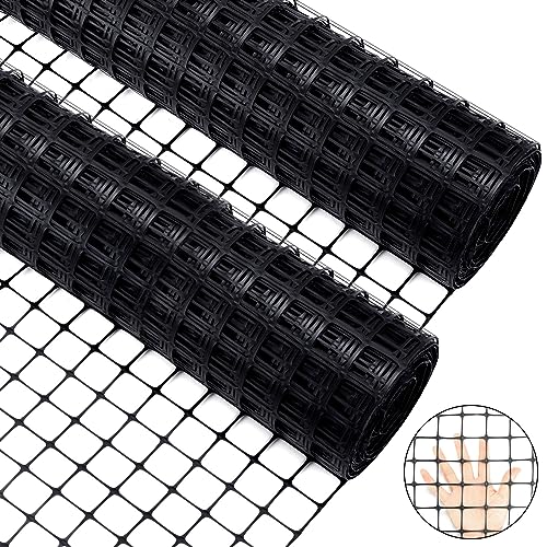Windyun 2 Roll Plastic Mesh Fence Black Safety Temporary Garden Fencing Animal Barrier Netting for Animal Deer Rabbit Chicken Dog Poultry Construction Snow Fence Patio(100 ft)