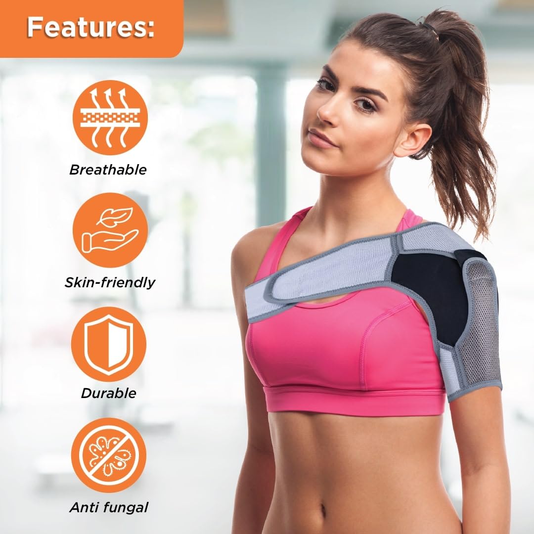 Vissco Shoulder Support, Shoulder Immobilizer With Adjustable Stretchable Strap, Better Immobilization, Pain Reliever For Rotator cuff injury, Post paralysis - Large (Grey) - Image 3 thumbnail