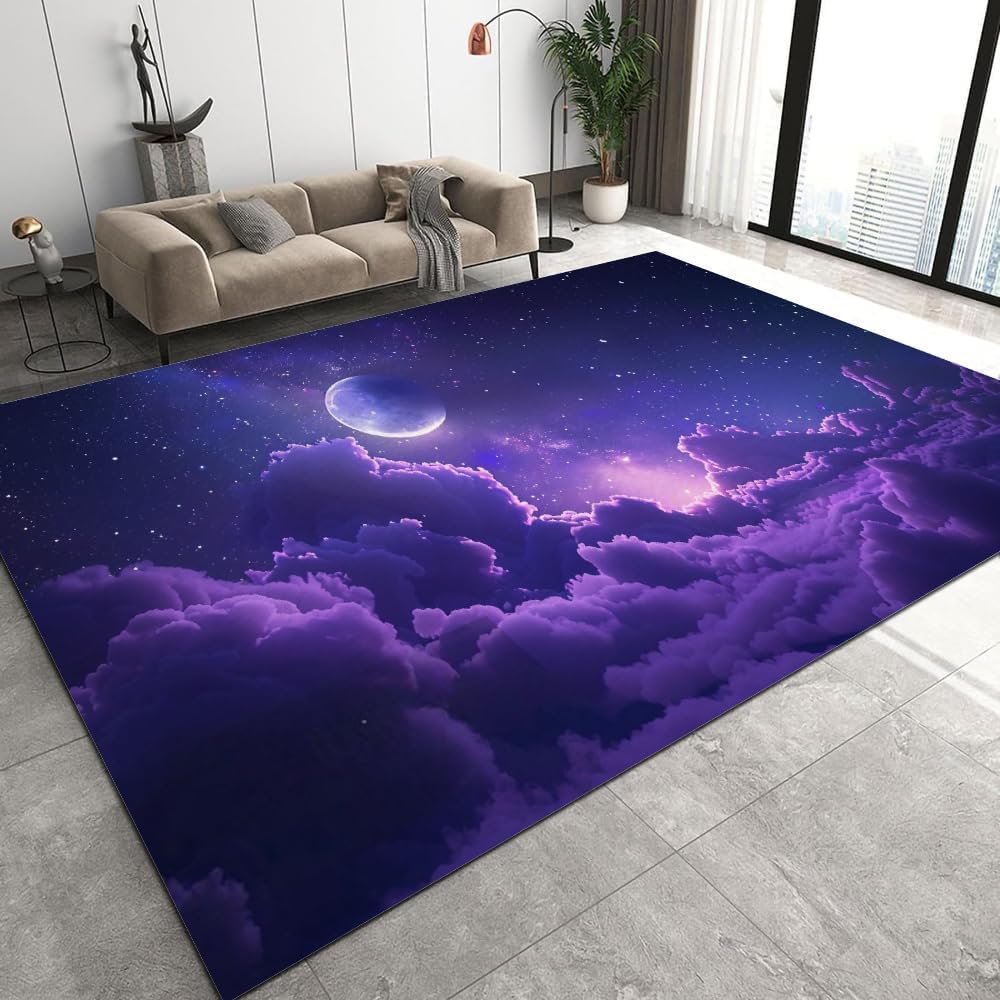 Tapis de salon motif ciel étoilé 3D antidérapant pour créer un coin lecture cosy