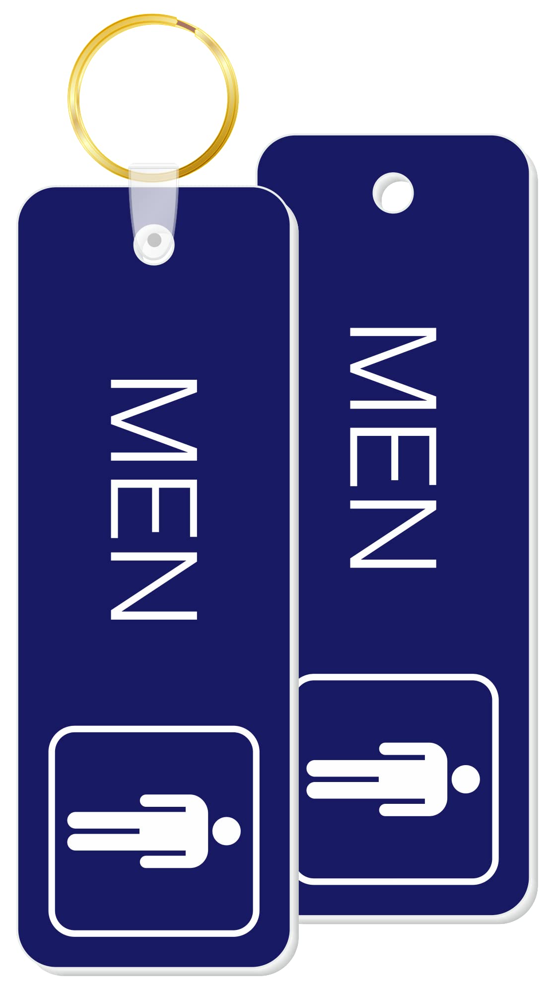 SmartSign 2-Sided Engraved Men Restroom Keychain or Key Tag for Bathroom Door | 1.75" x 5" Blue Plastic, Made in USA