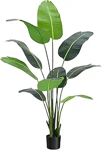 GAOMON Bird of Paradise Artificial Plant,5FT Faux Tropical Palm Potted Tree Fake Artificial Bird of Paradise Plant for Indoor House Home Office Housewarming