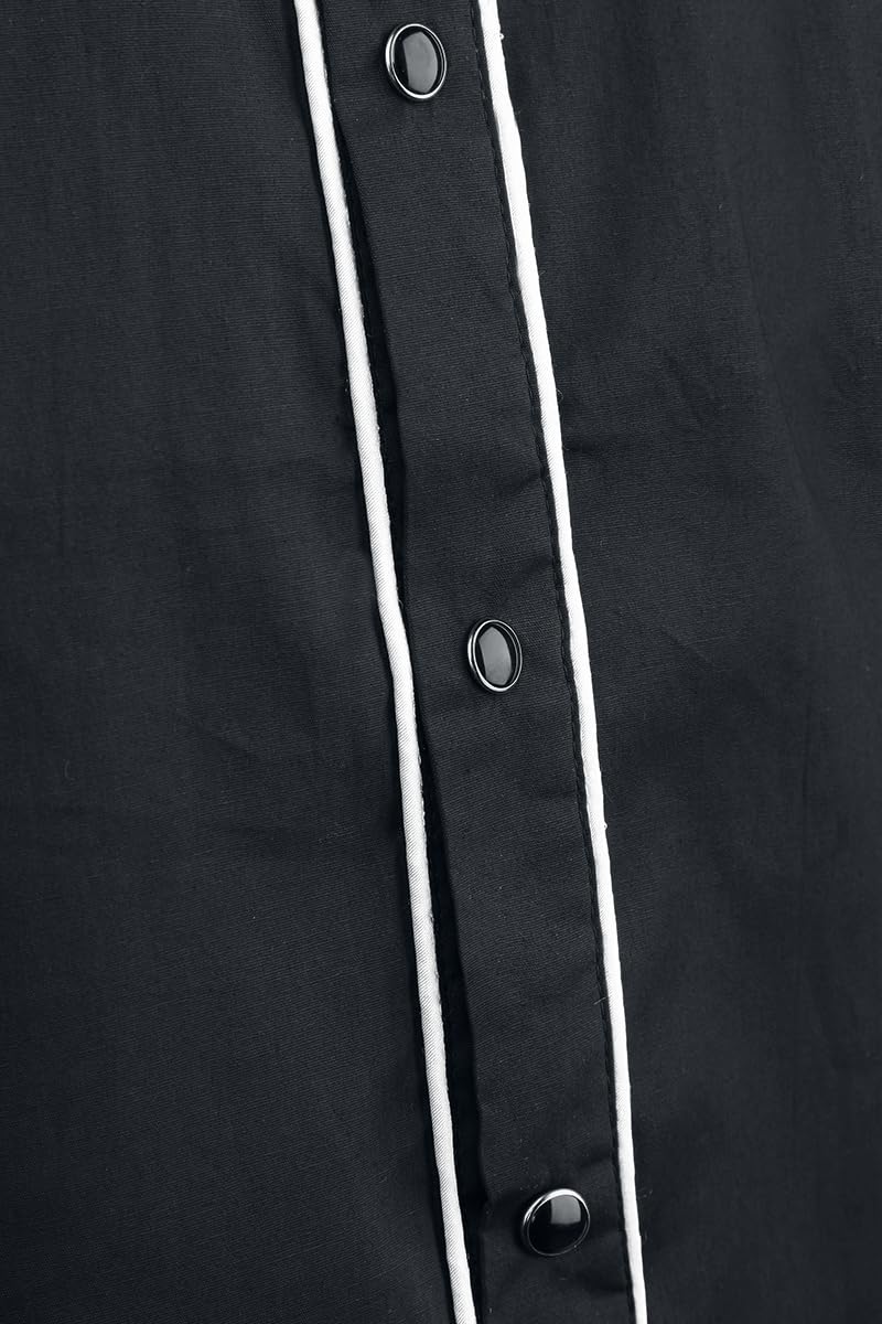 Banned Alternative Plain Trim Hombre Manga Larga Negro-Blanco Regular