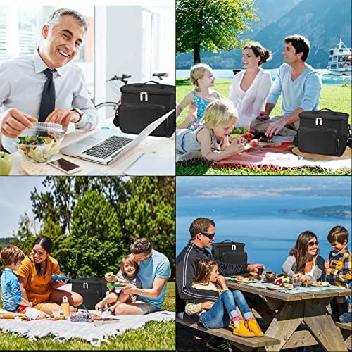 Cool Bag, Gelanty Insulated Lunch Bag, Black Waterproof Leakproof Water-Resistant Large Picnic Bag for Working, Beach, Camping, School, Office for Women, Men, Kids, Children, Adults