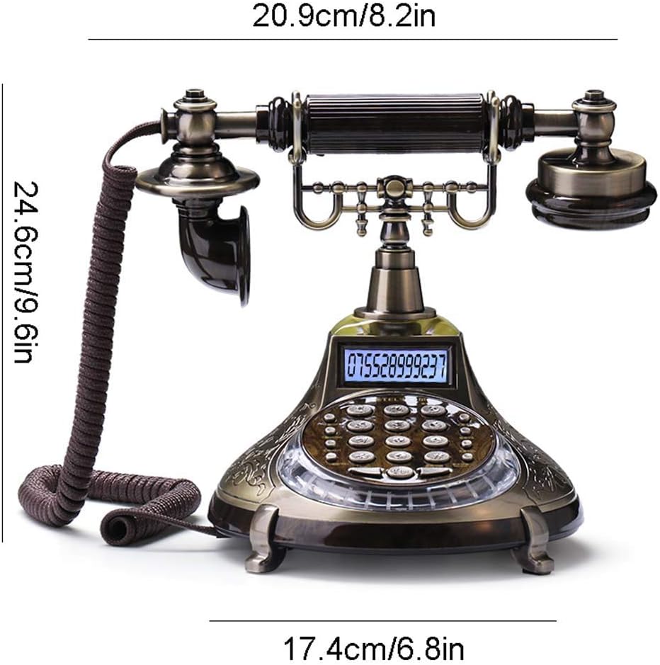 Qdid Antique Phone European Retro Home Corded Phone Creative Voice Report Number with Ring Tones Phone Push-Button Dialing