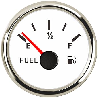 ARTILAURA 0-90 ohm Fuel Gauge 2 inch Boat Fuel Level Gauge White
