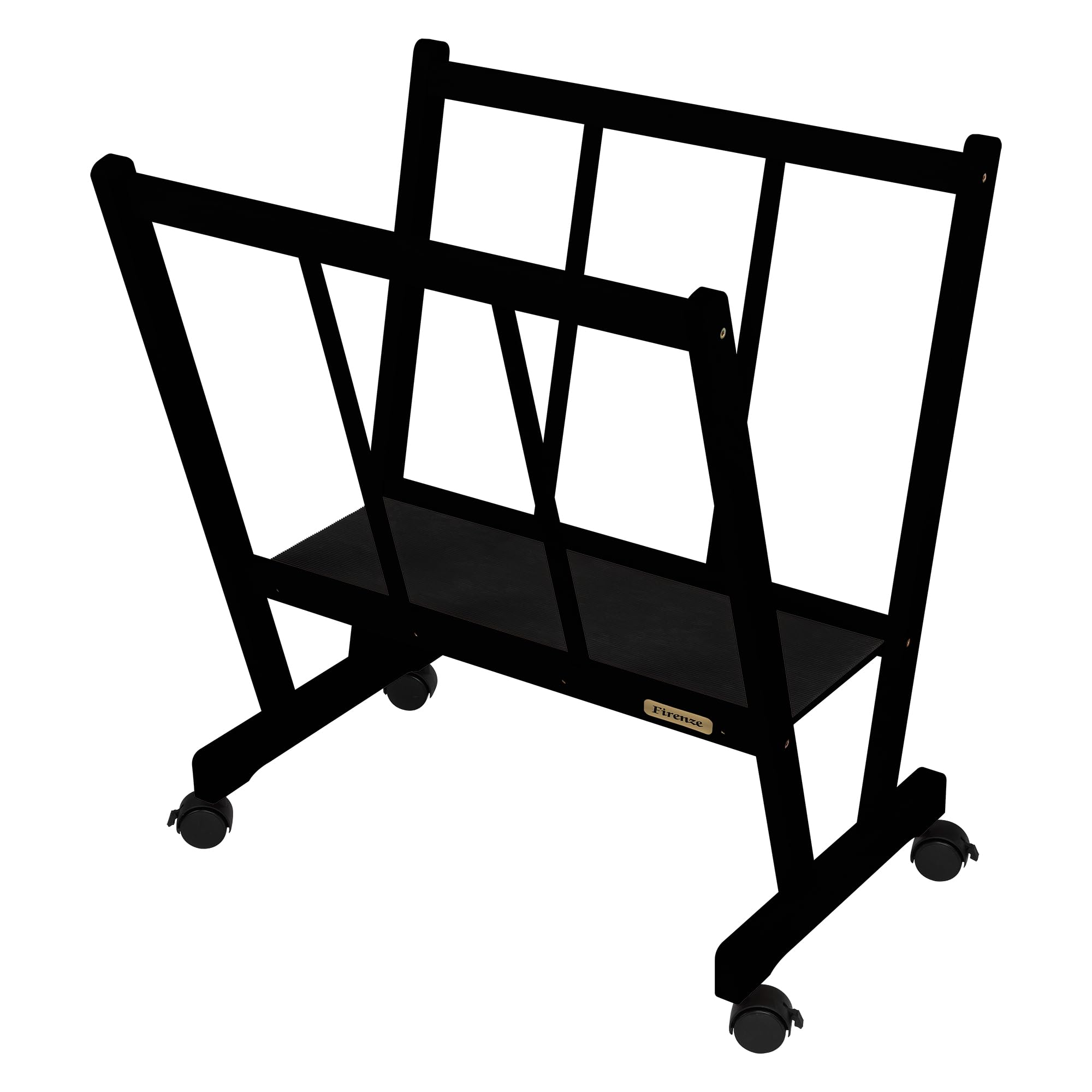 Creative Mark Firenze Wood Large Print Rack with Castors - Perfect For Display of Canvas, Art, Prints, Panels, Posters, Art Gallery Shows, Storage Rack - Black