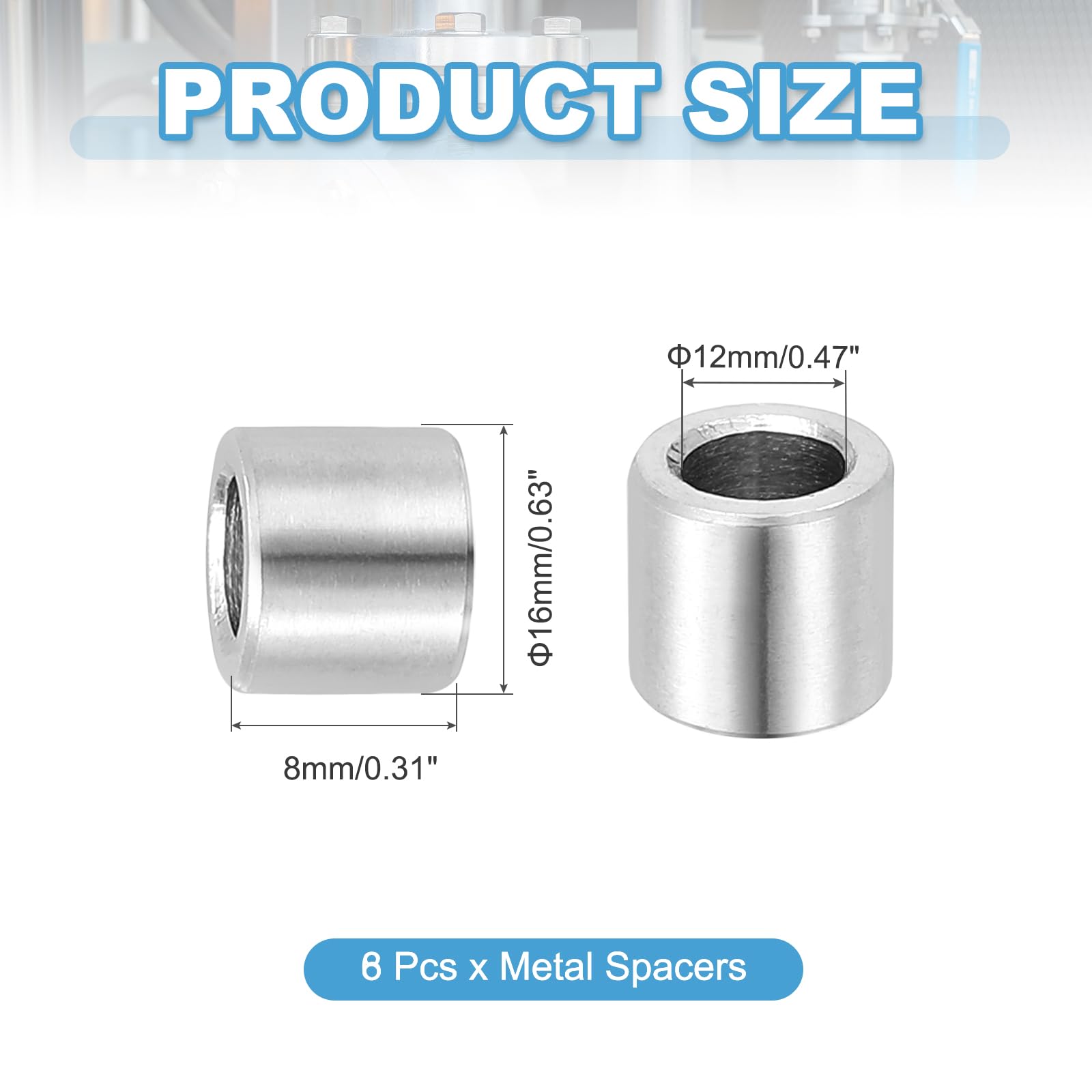 PATIKIL 8 Pcs Stainless Steel Spacers - Image 2