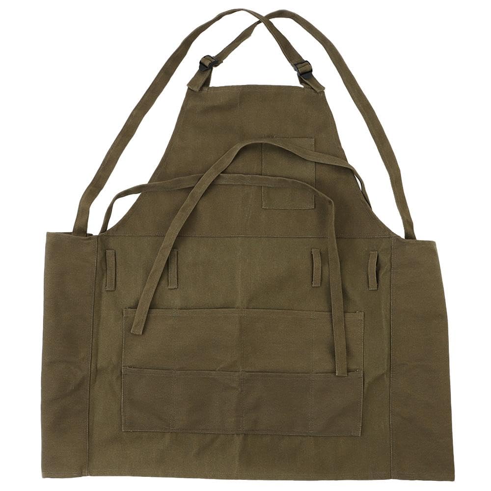 Urjumpea Artist Canvas Apron with Pockets Painting Apron for Women, Adjustable Shoulder Strap/Waist Ties Art Painter Apron for Women Mom Gardening Apron for Garden Work